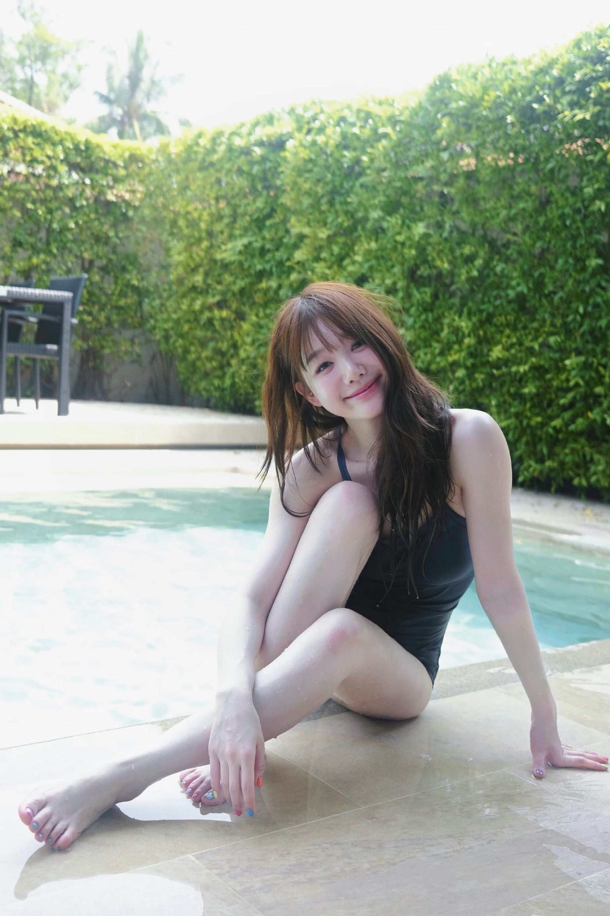 徐梦洁连体泳装穿搭9宫格，好可爱的感觉。徐梦洁