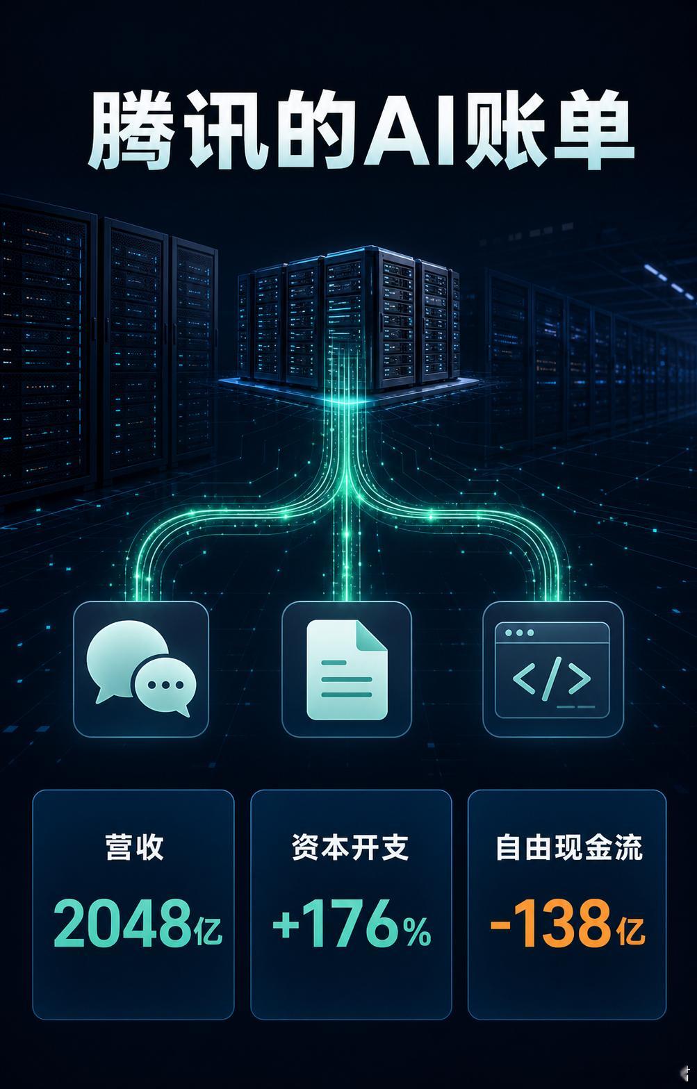 腾讯第二季度营收2048亿元腾讯这份二季度财报，最值得看的不是营收数字，而是它开