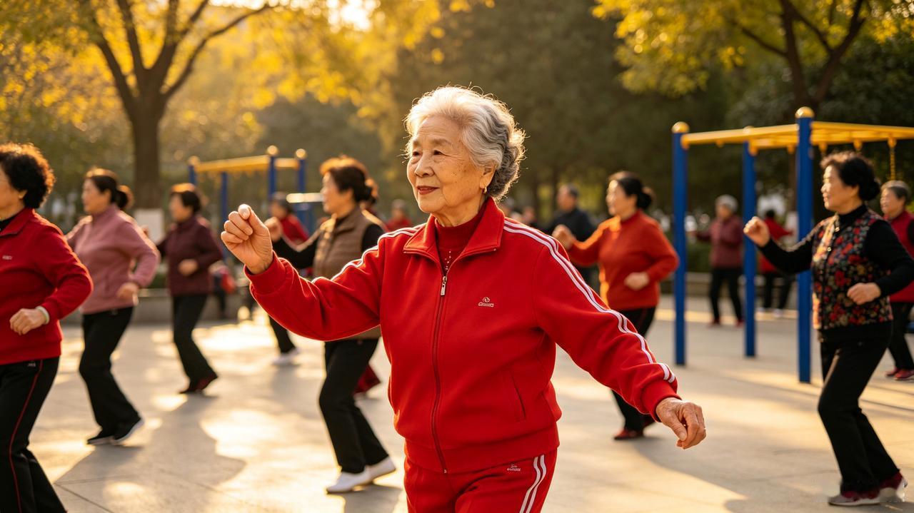 85岁奶奶带几十人跳醉舞：从青丝爱到白头，她把广场跳成了青春舞台
 
清晨六点的