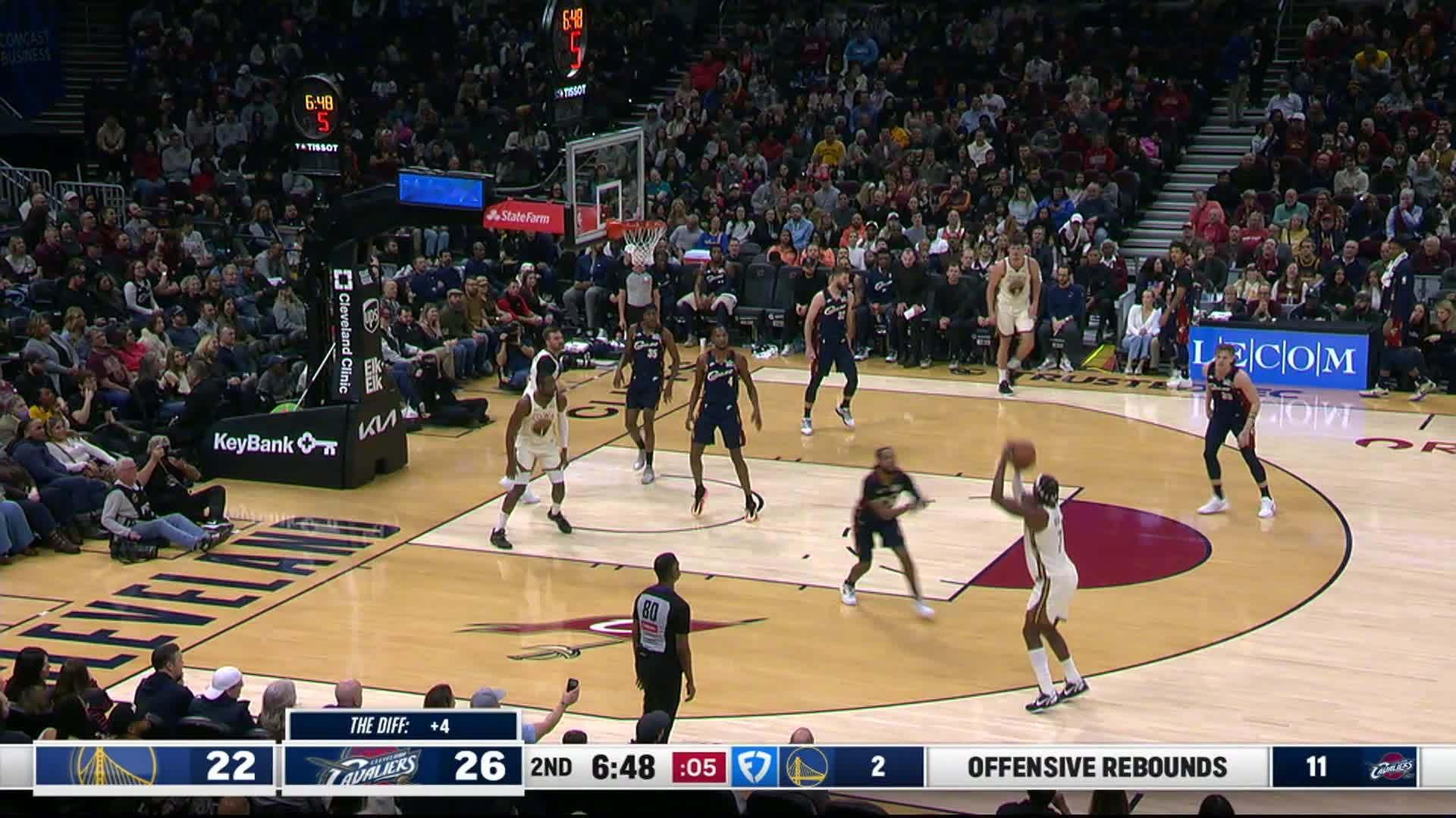 希尔德远投三分！勇士vs骑士