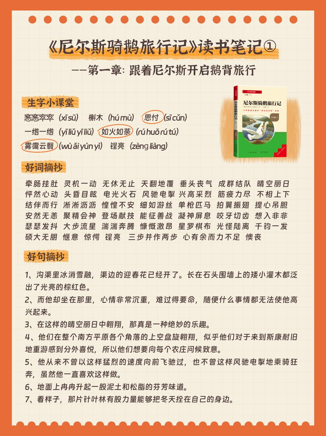 #读书笔记#
#尼尔斯骑鹅旅行记#
《尼尔斯骑鹅旅行记》读书笔记（1）
——跟着
