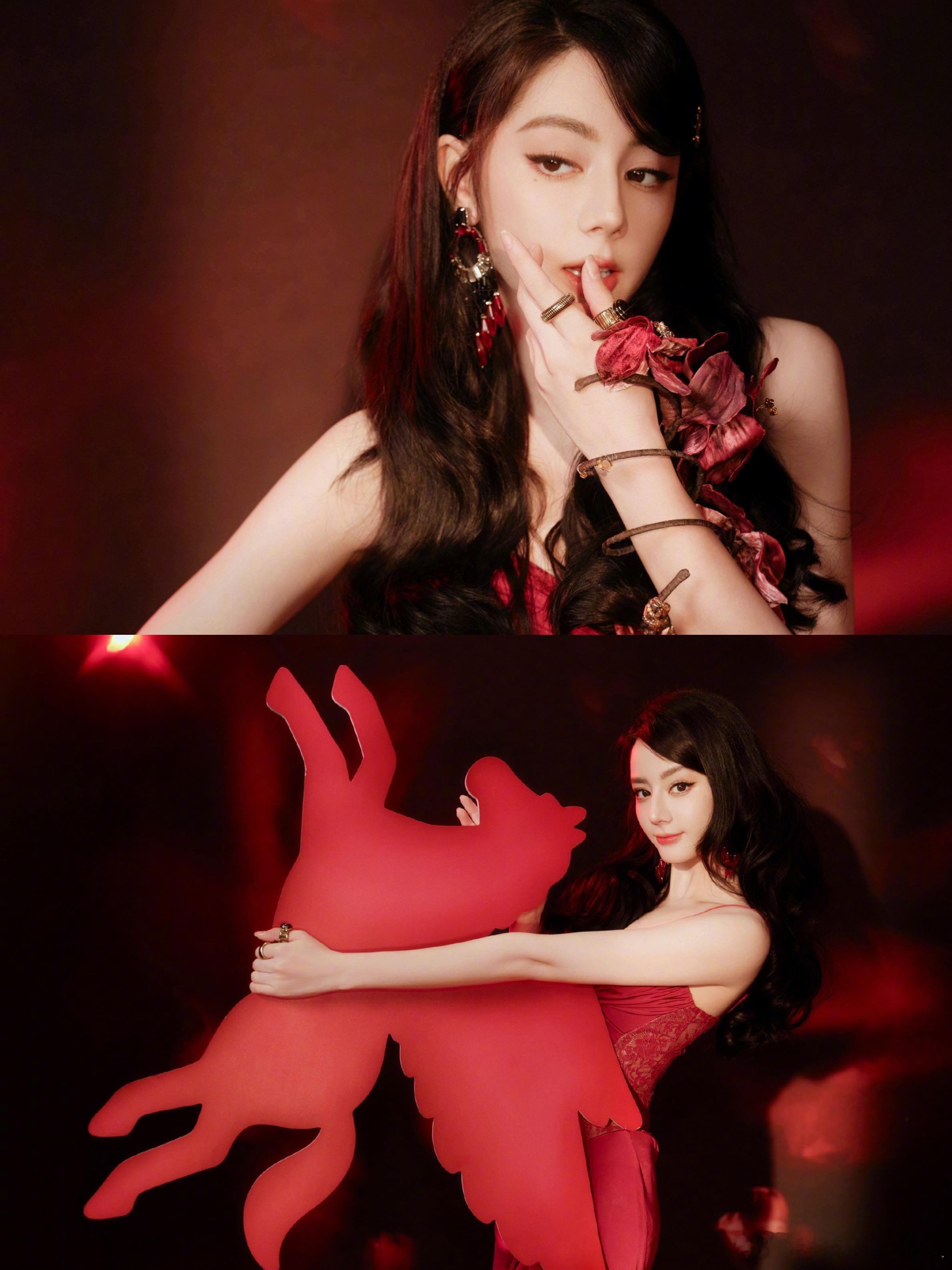 迪丽热巴红裙摇曳此女是神！！！巴巴太美了，这个套装衬的得热巴更漂亮了 