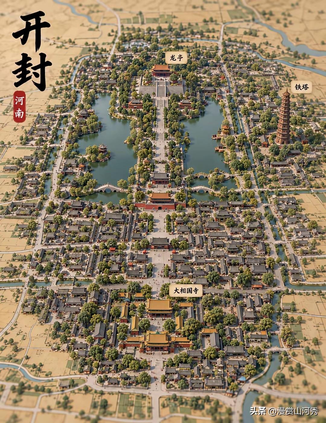 开封古城：铺开这张古开封复原图景，一座属于大宋东京的城池缓缓从岁月尘埃里浮出水面