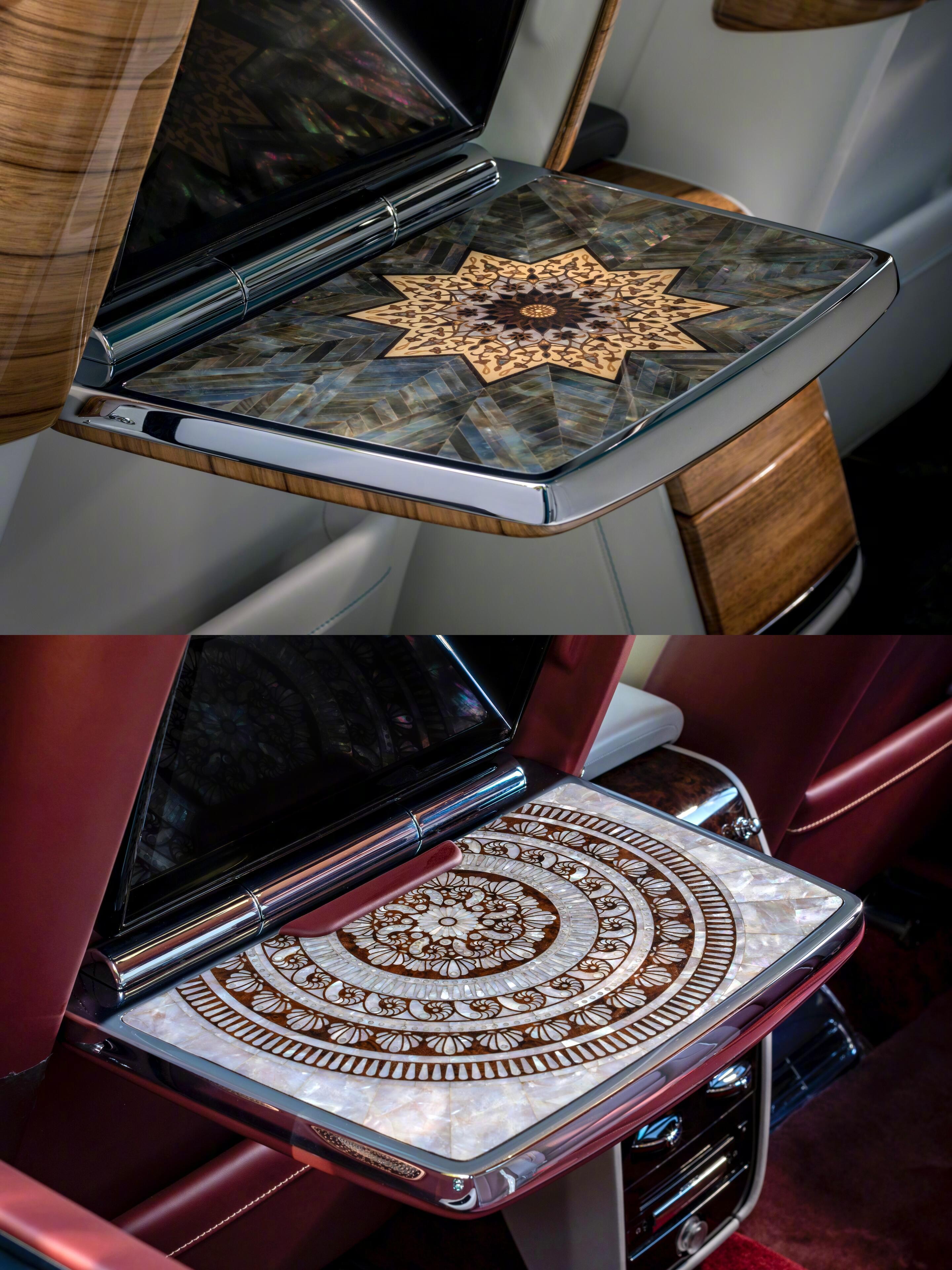 劳斯莱斯的一些后排折叠小桌板设计，也是豪华感拉满