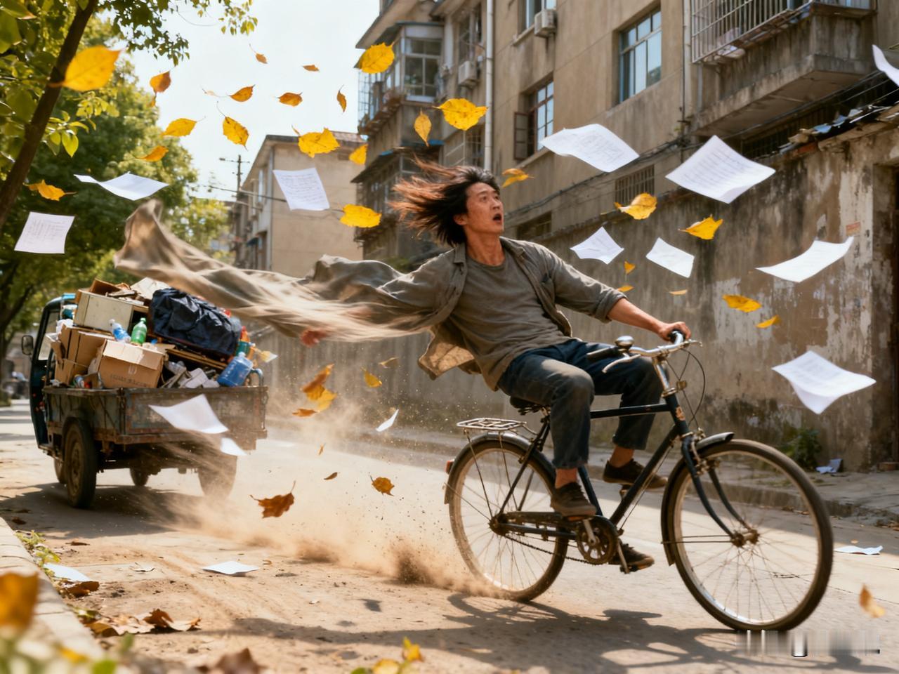 今天，我以24.99999km/小时的速度，骑自行车去上班，前额头发都没有乱，我