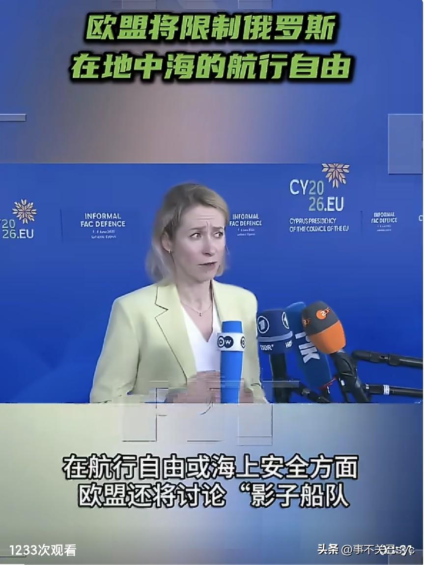 RT报道，6月8日，欧盟外交与安全政策高级代表卡拉斯在欧盟防务非正式会议前对记者