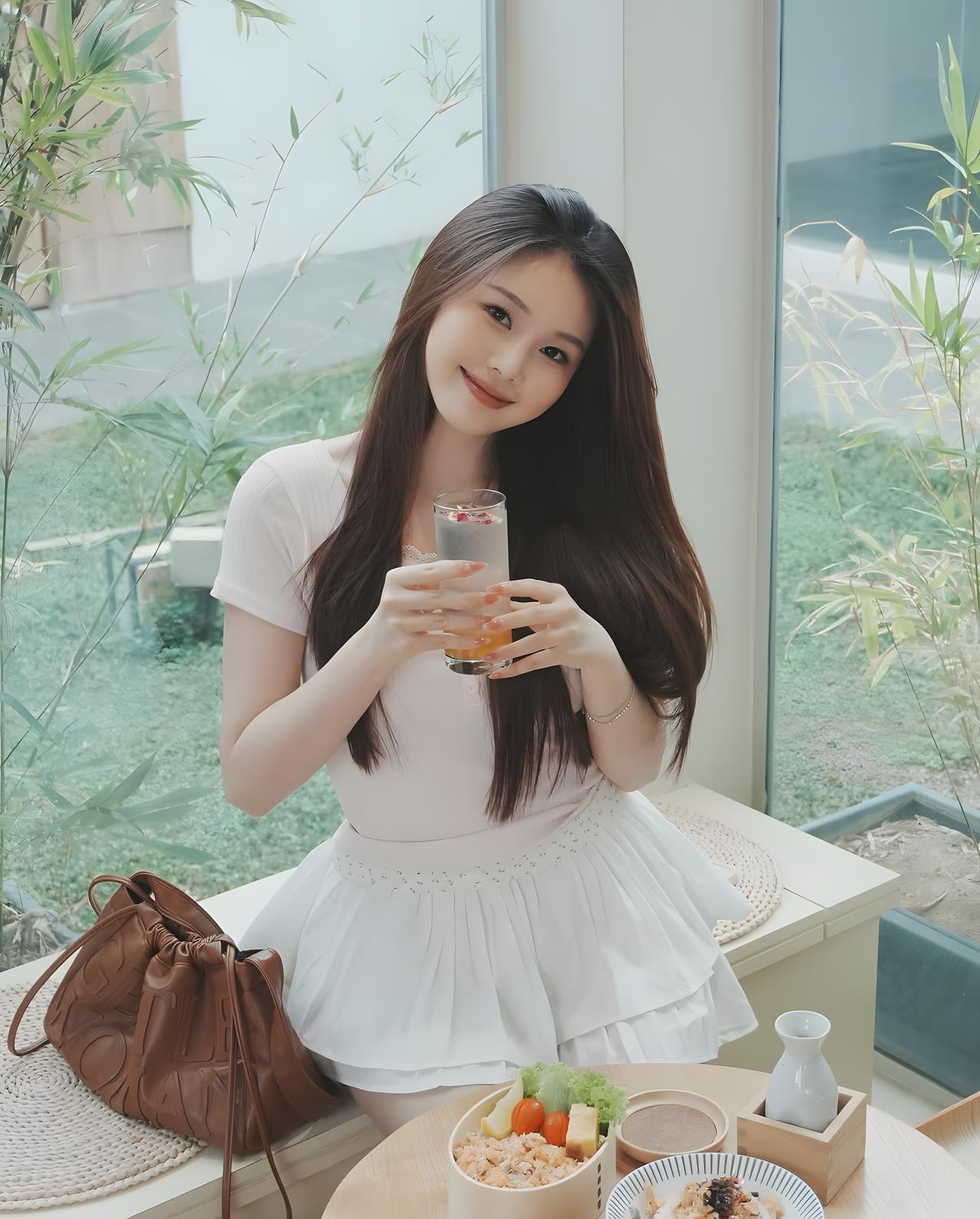 这组照片记录了少女在清新治愈的午后时光里的惬意瞬间，整体氛围温柔又松弛。
她身着