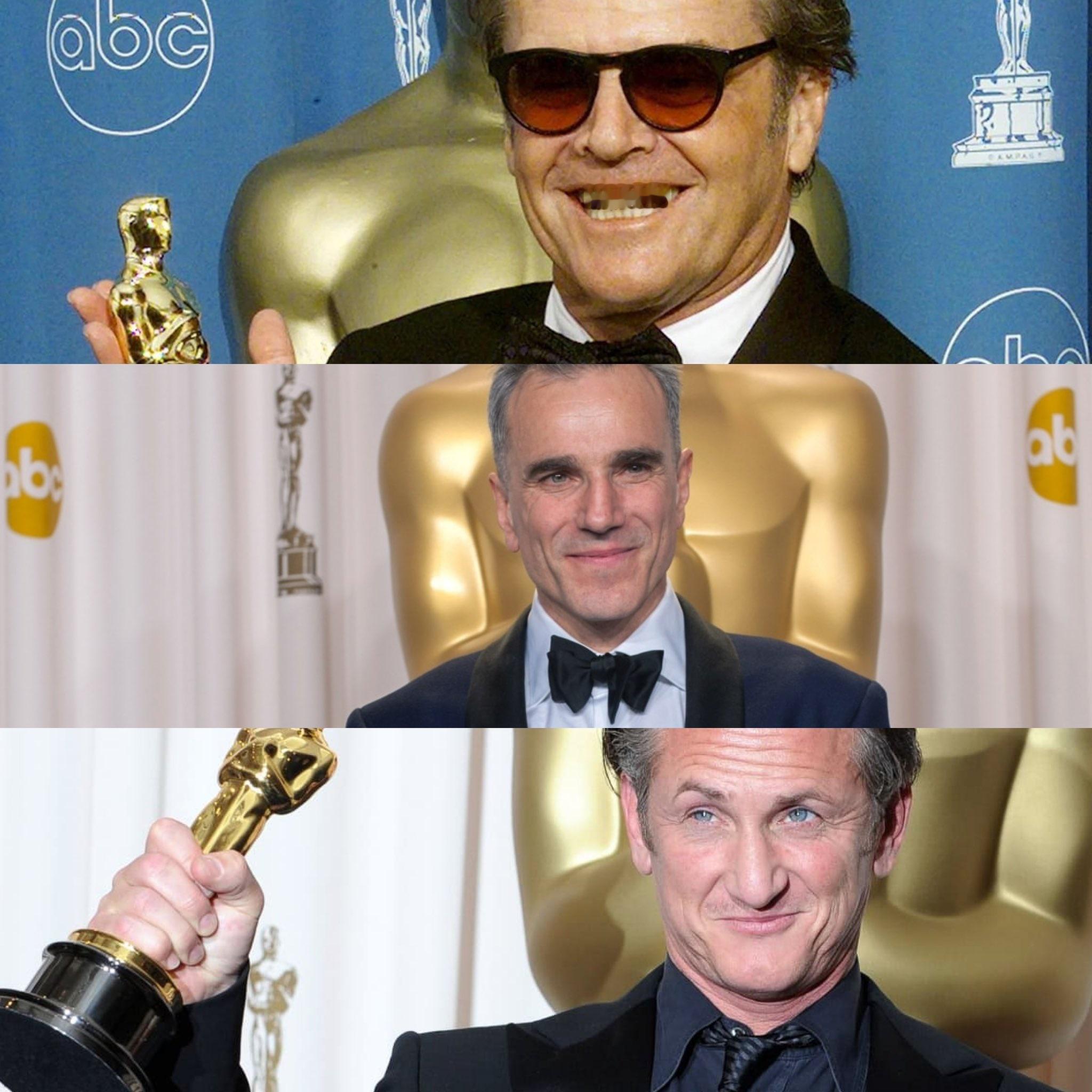 西恩·潘追平沃尔特·布伦南、杰克·尼科尔森和丹尼尔·戴-刘易斯，成为奥斯卡获奖次