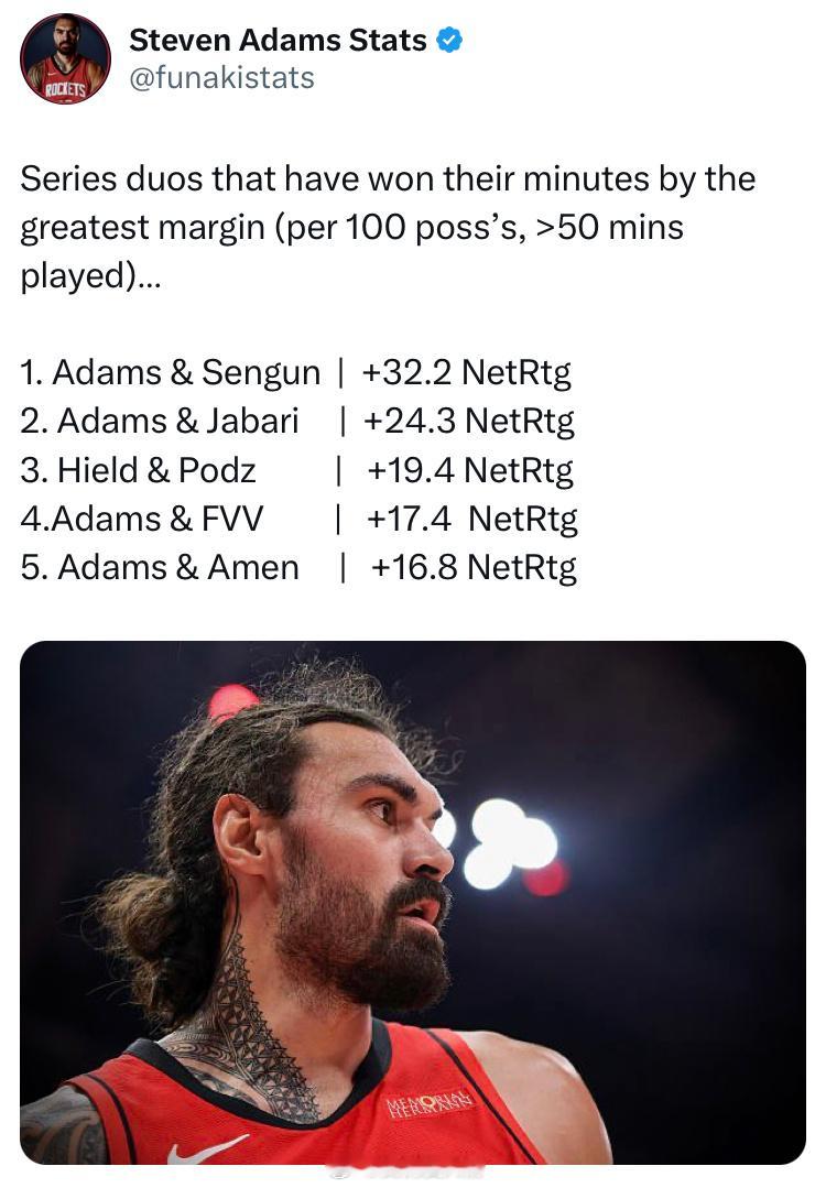 今夏我给斯通唯一的任务就是续约亚当斯！其他的算了吧，他没这个能力！休斯顿火箭nb