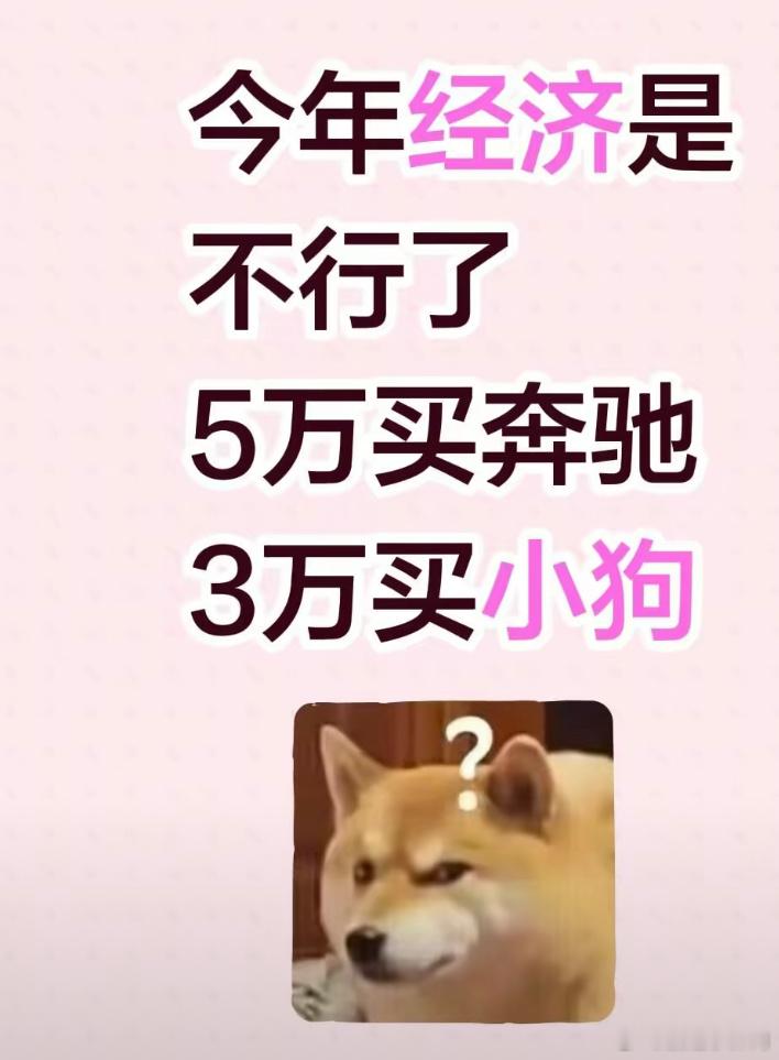 今年经济是不行了…五万买奔驰三万买小狗…听懂这句话的今年算是过得很充实了哈哈哈哈