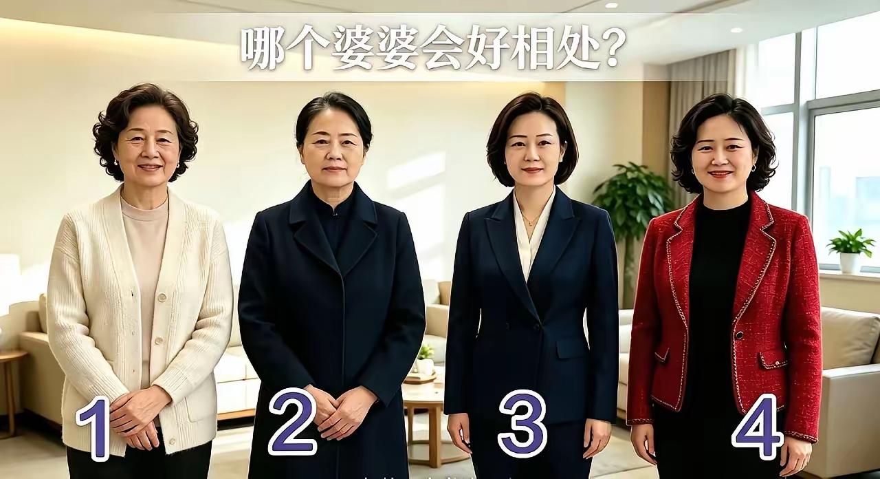 就选3号做岳母，她看着脸上没横肉丝，眼里有光，一家人肯定相处佷融洽。是个有良知的