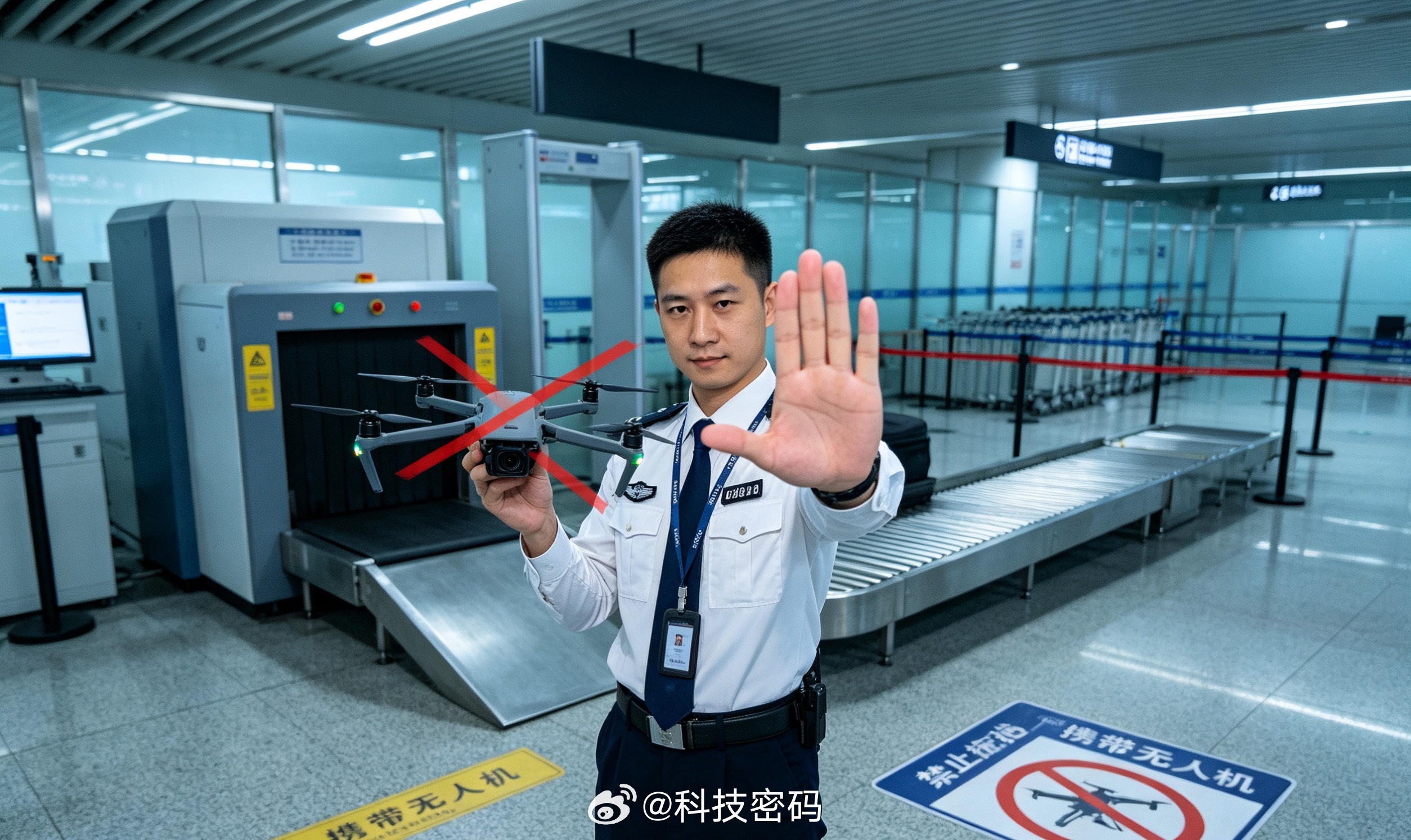 落地北京，广播先让四位旅客下飞机，大家都等着，以为有什么特权，原来是带了无人机，