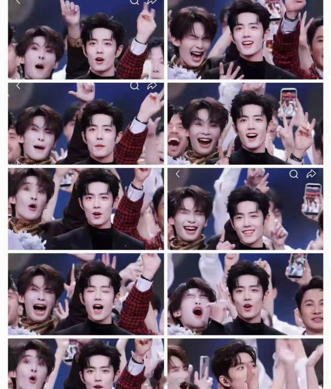 站在肖战后面的王赫野哈哈哈哈阿哈哈一大早的笑点，是王赫野给的，就是说台上是情歌王