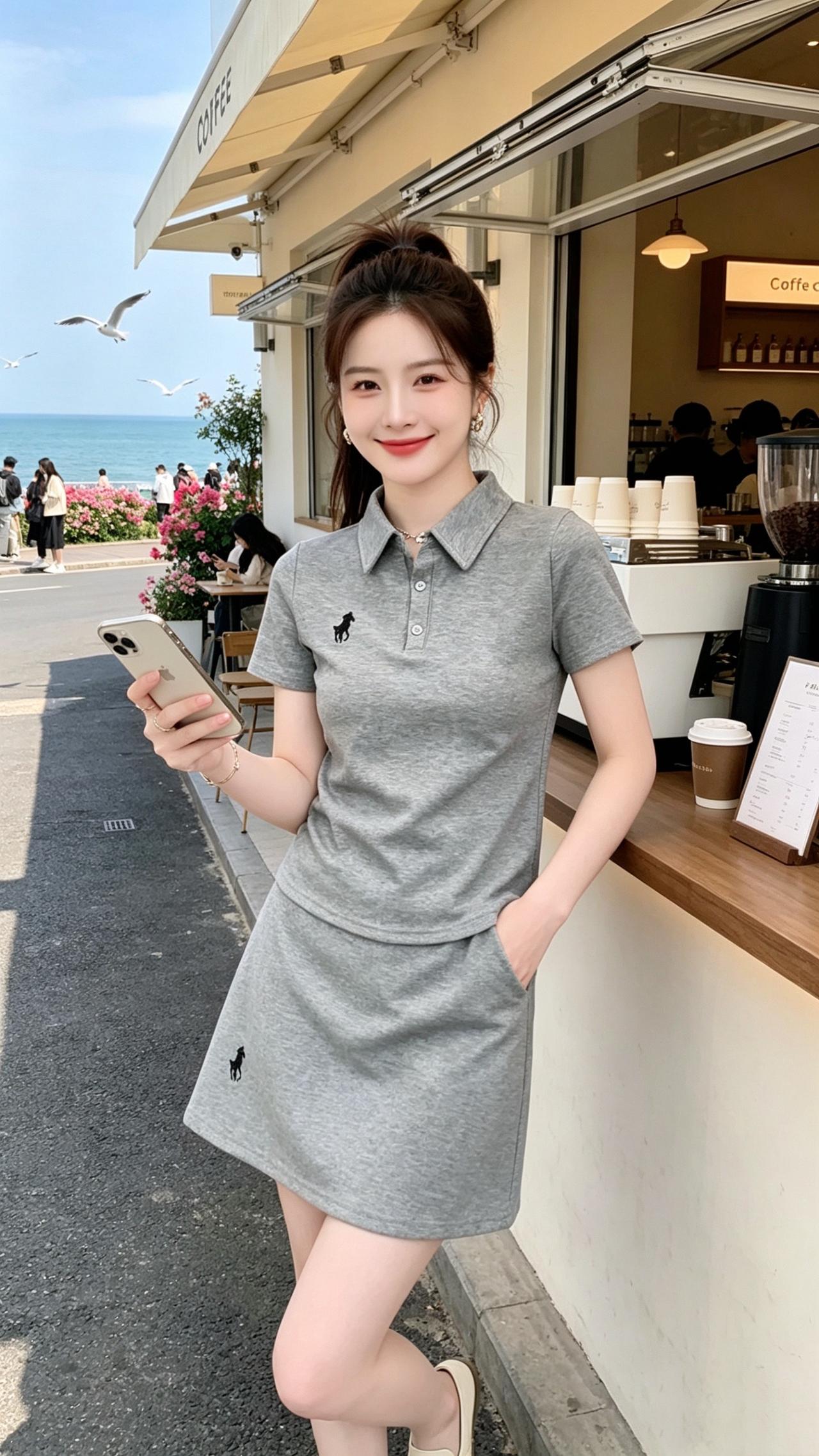 休闲套装 高腰显瘦 谁穿谁好看 面料柔软舒适