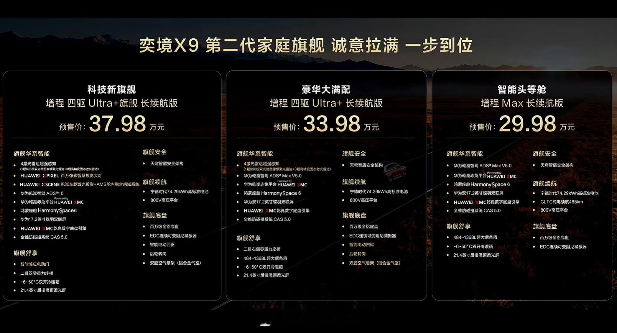 奕境X9预售价格正式揭晓增程Max长续航版29.98万增程四驱Ultra+长续航
