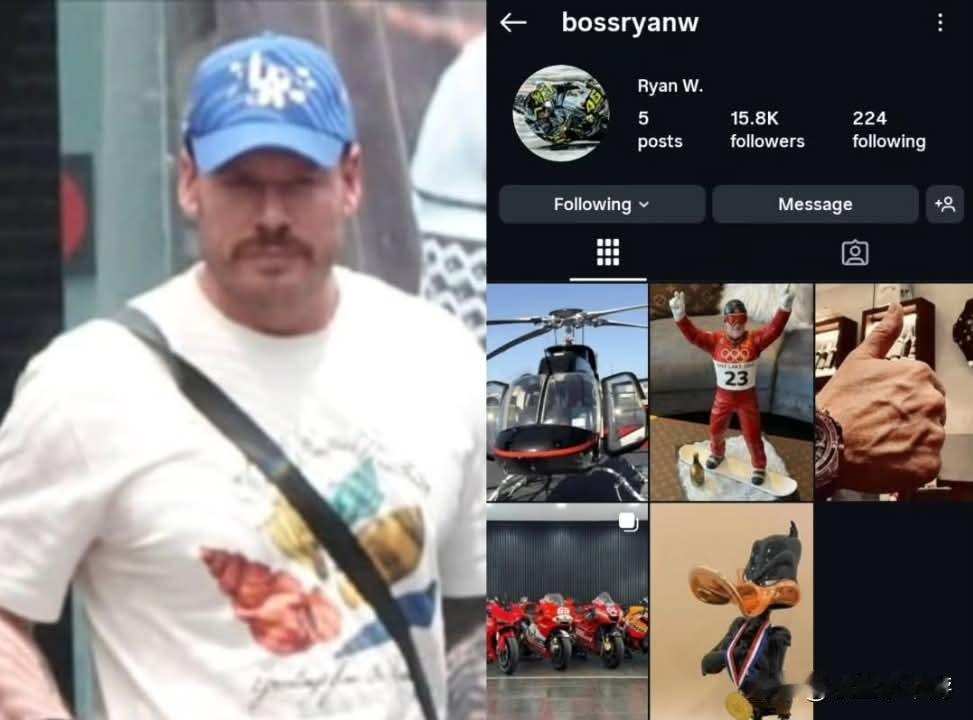 被通缉的加拿大毒枭瑞安·韦丁（Ryan Wedding），在Instagram（