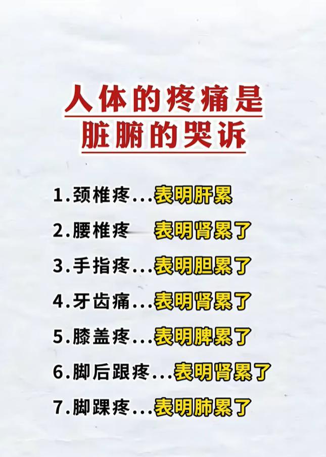 身体各处莫名疼痛，或许是脏腑发出的提醒