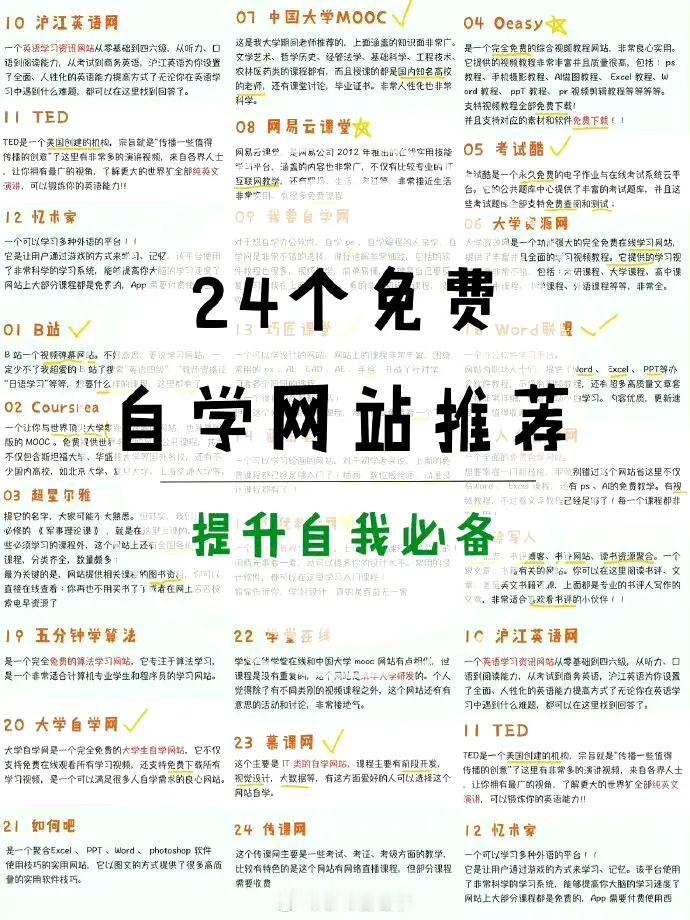 培训班打死不说的免费自学网站❗️✍️