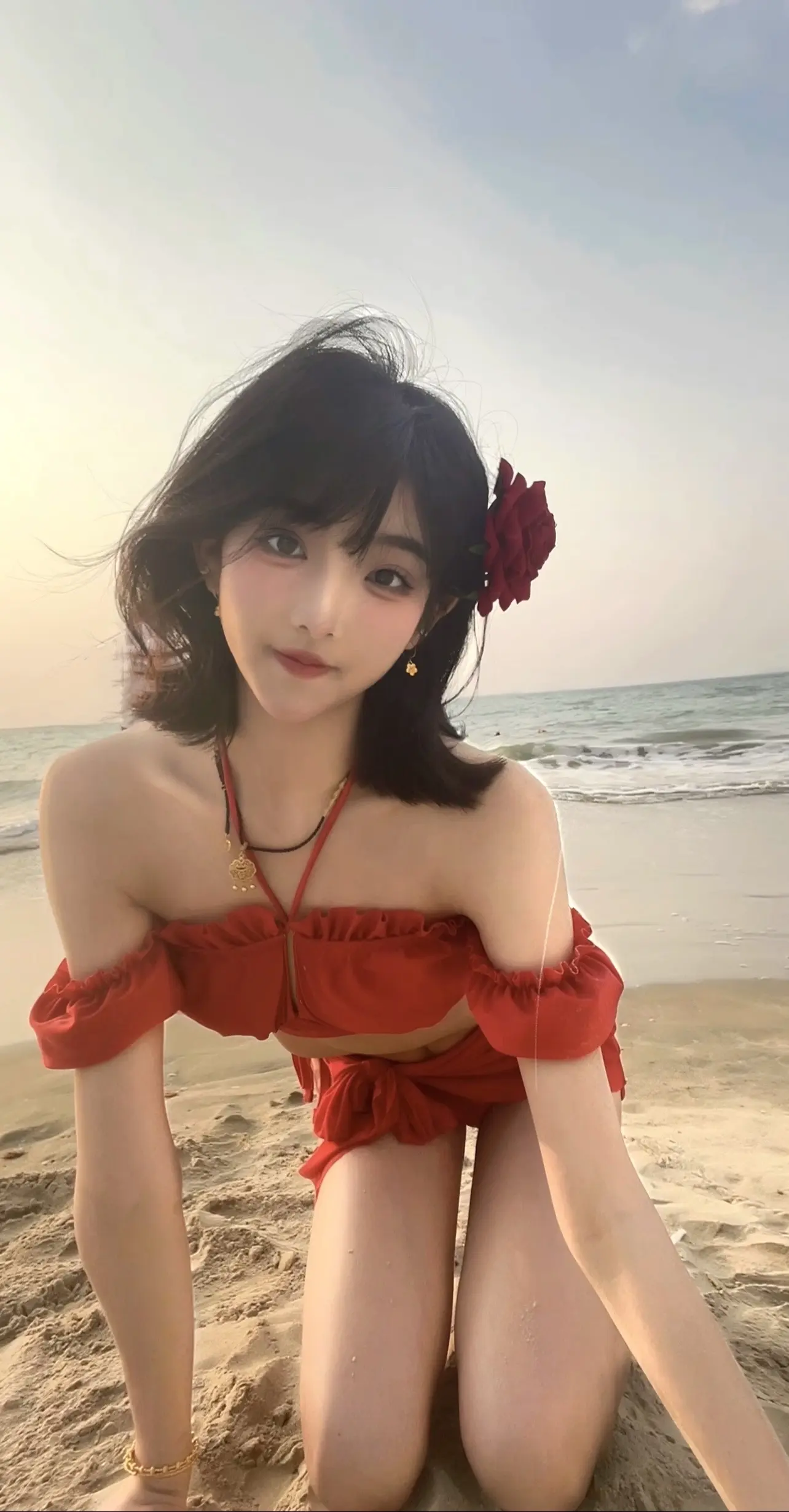 分享照片 女大学生 沙滩🏖 海边 纯欲天花板