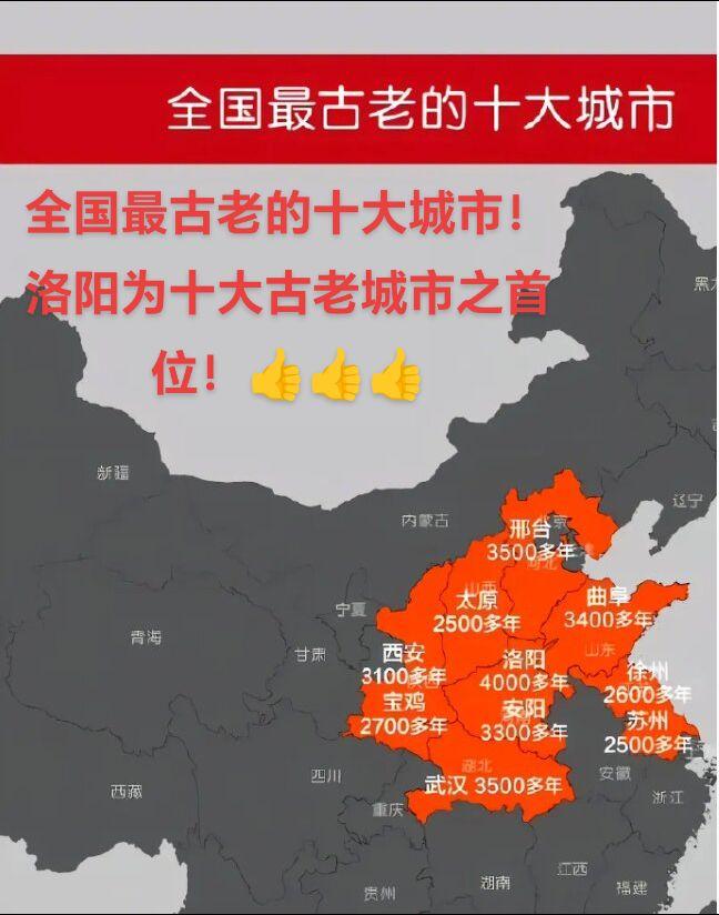 全国十大古老城市！洛阳为十大古老城市之首位！👍👍👍