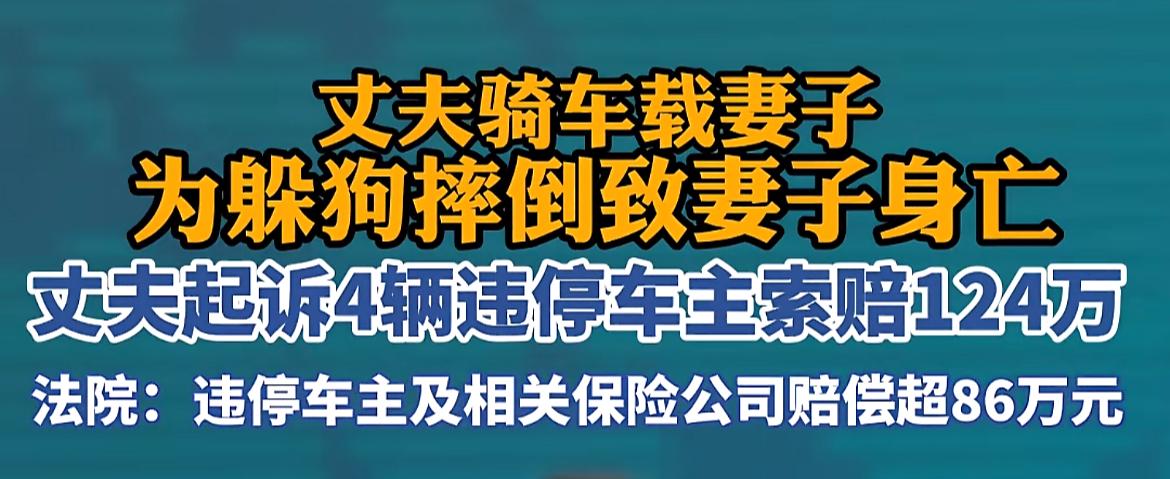 停车还真不能乱停啊！

看到一个新闻，男子带妻子骑车，为了躲避野狗摔倒，妻子不幸