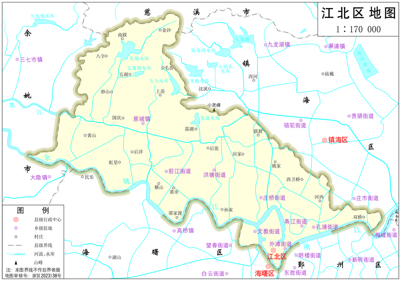 【地图】浙江省宁波市江北区政区图