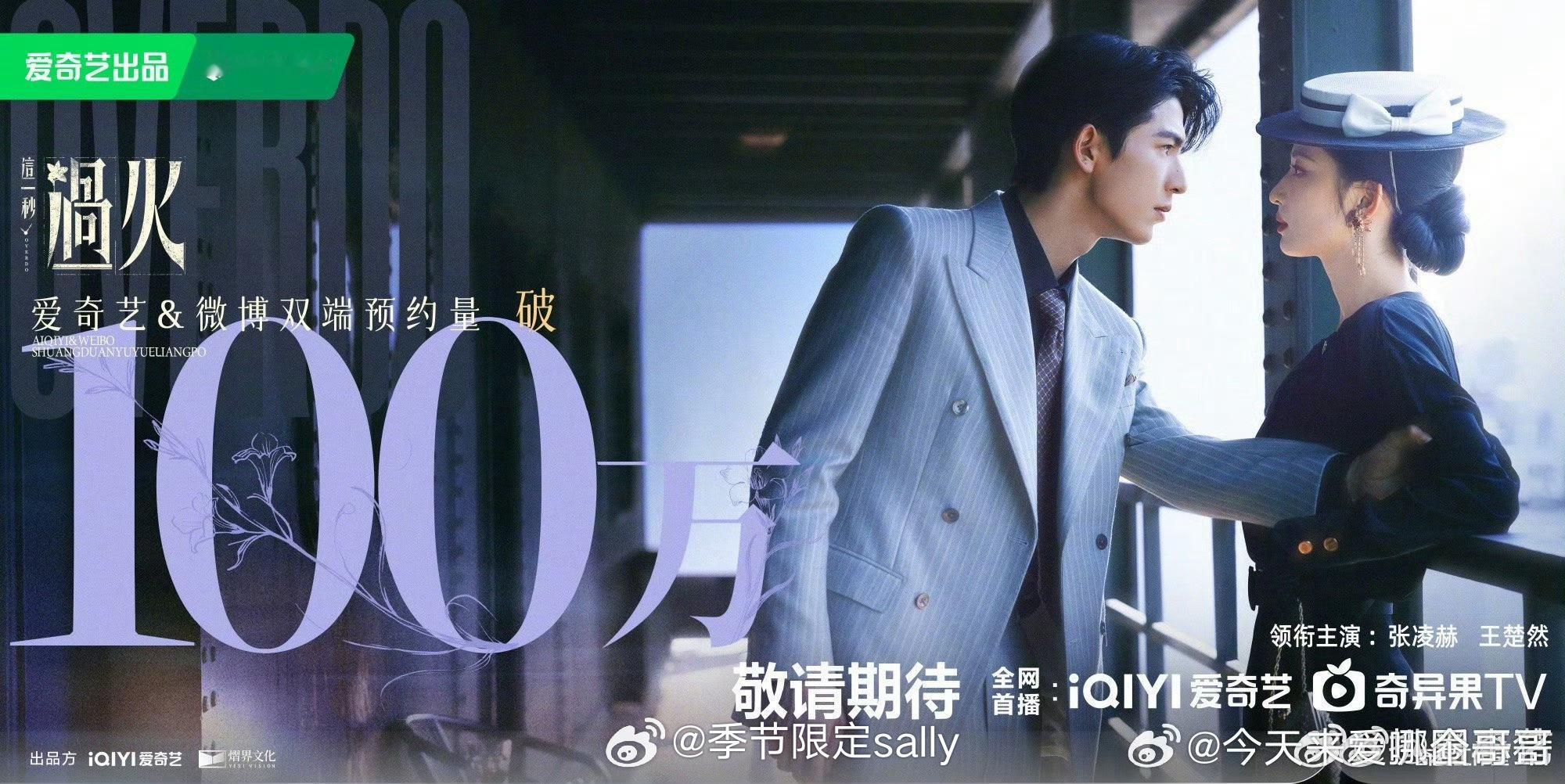 张凌赫王楚然《这一秒过火》爱奇艺预约破100万 