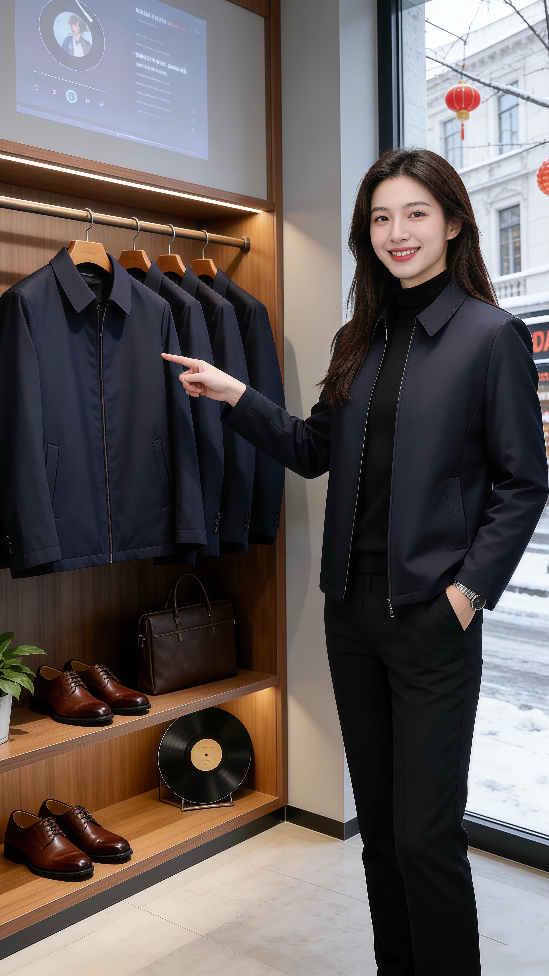 雪粒扑在服饰店的落地玻璃上时，皓明抬眼撞见许妍。她穿的藏青外套翻领衬得...