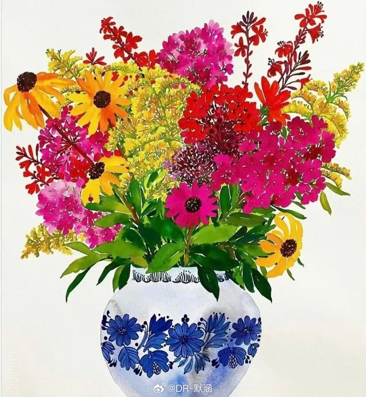 韩国水彩画家Kuminyoung的花卉作品，以清澈通透的水韵质感和细腻扎实的写实