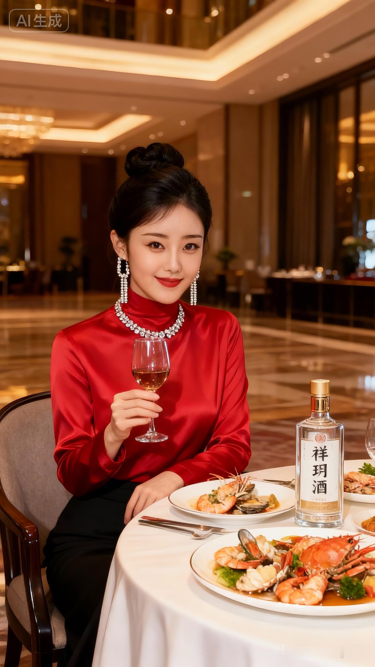 优雅晚宴，美酒佳肴相伴，尽享奢华时光。🍷🍽️✨