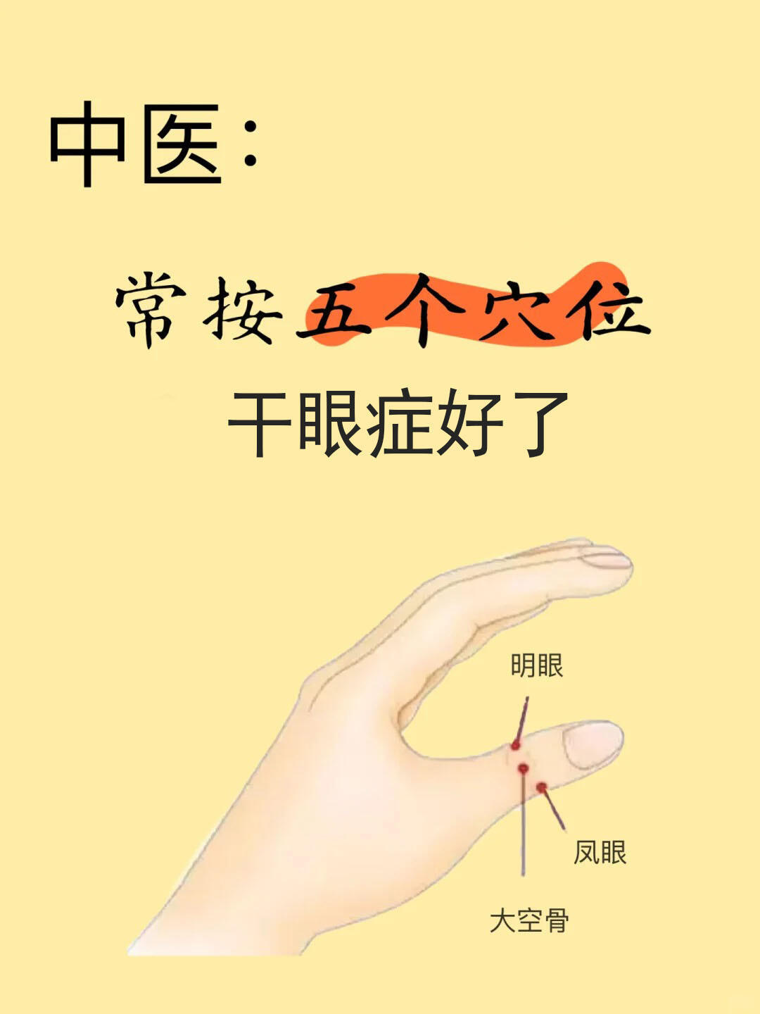 中翳讲：常按这五个穴位，干眼症没了！1.晴明穴2.攒竹穴3.鱼腥穴4.太阳穴5.