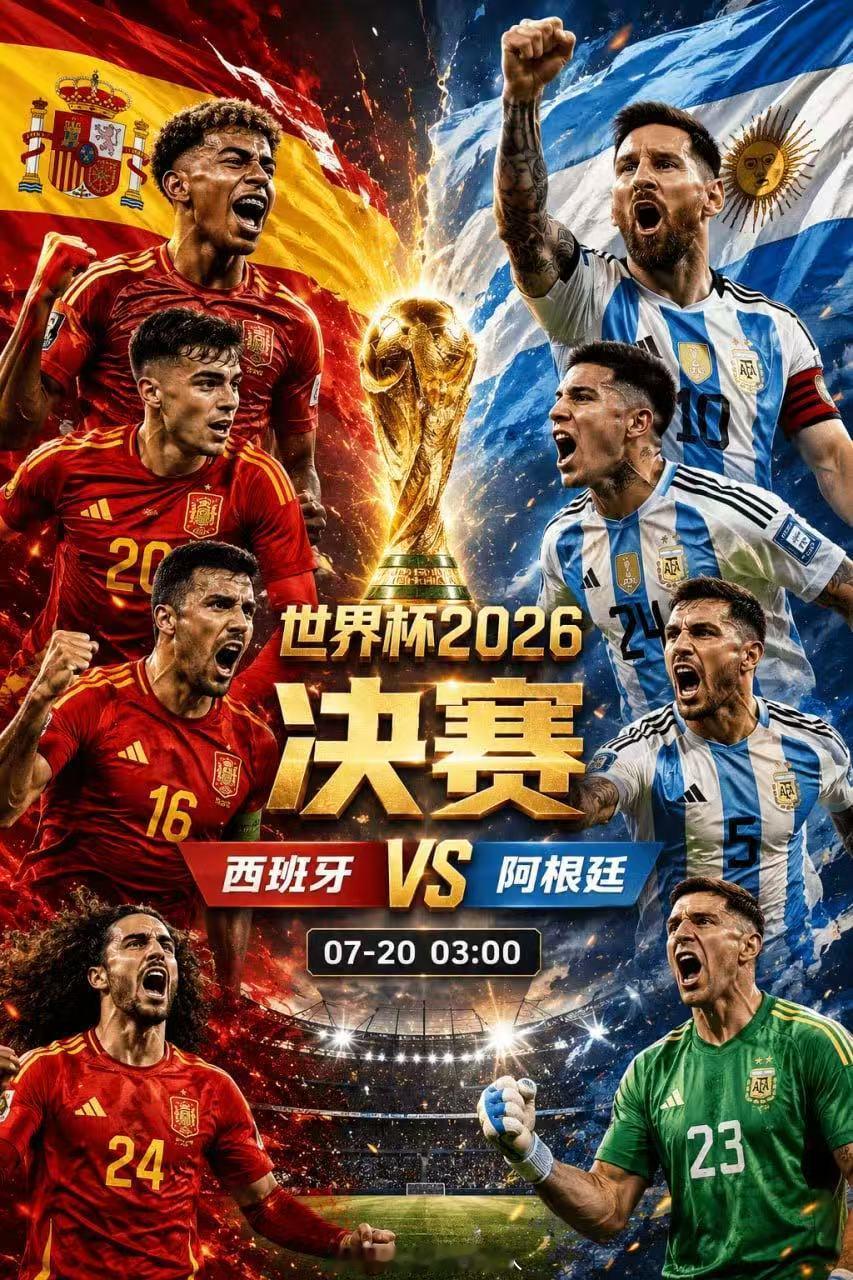 世界杯决赛即将打响，两支世界顶级豪门将为大力神杯展开最后的较量！⚽️ 西班牙vs
