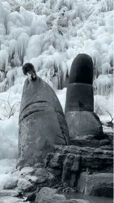 看了半天才看清楚，原来这是一座五指山，感觉应该是用AI生成的，山的周围全是冰雪覆