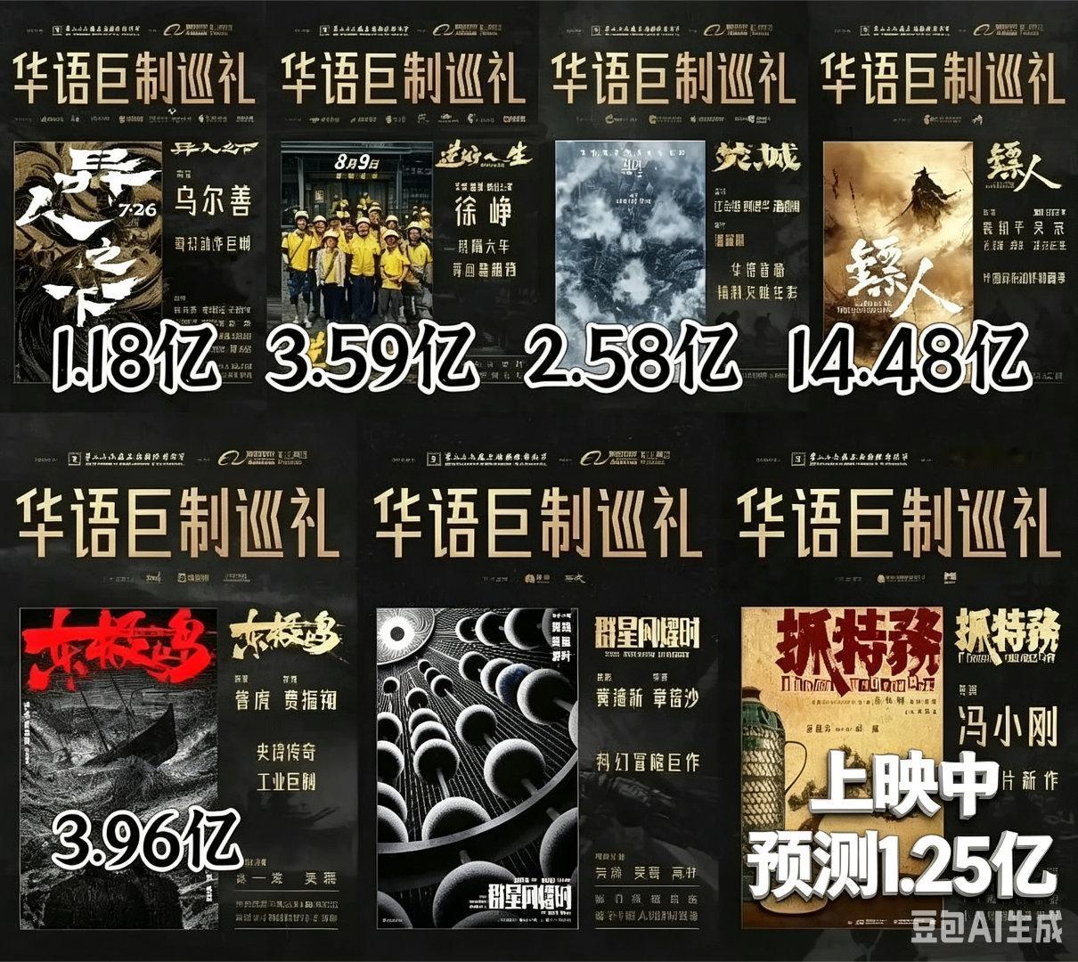 阿里7部华语巨制已上映6部，镖人14亿，其它5部合在一起票房刚过12亿，群星瑟瑟