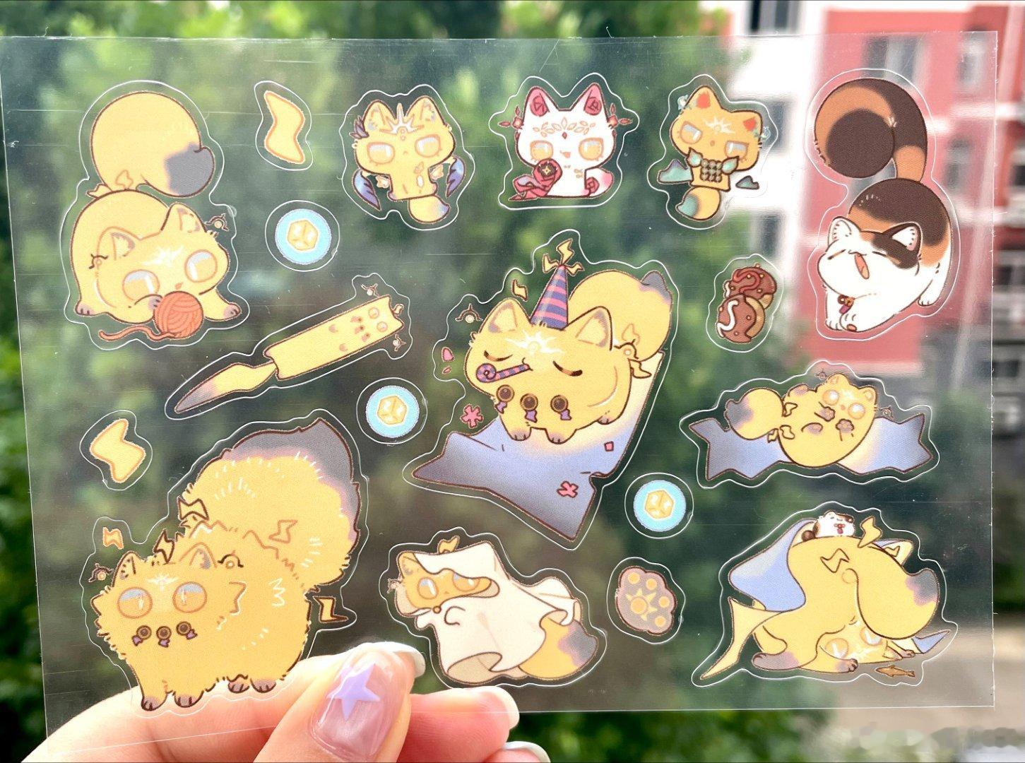 趁雨停，店长给我拍了猫猫们的透明pet贴纸们～！♡(.◜ω◝.)♡ 
