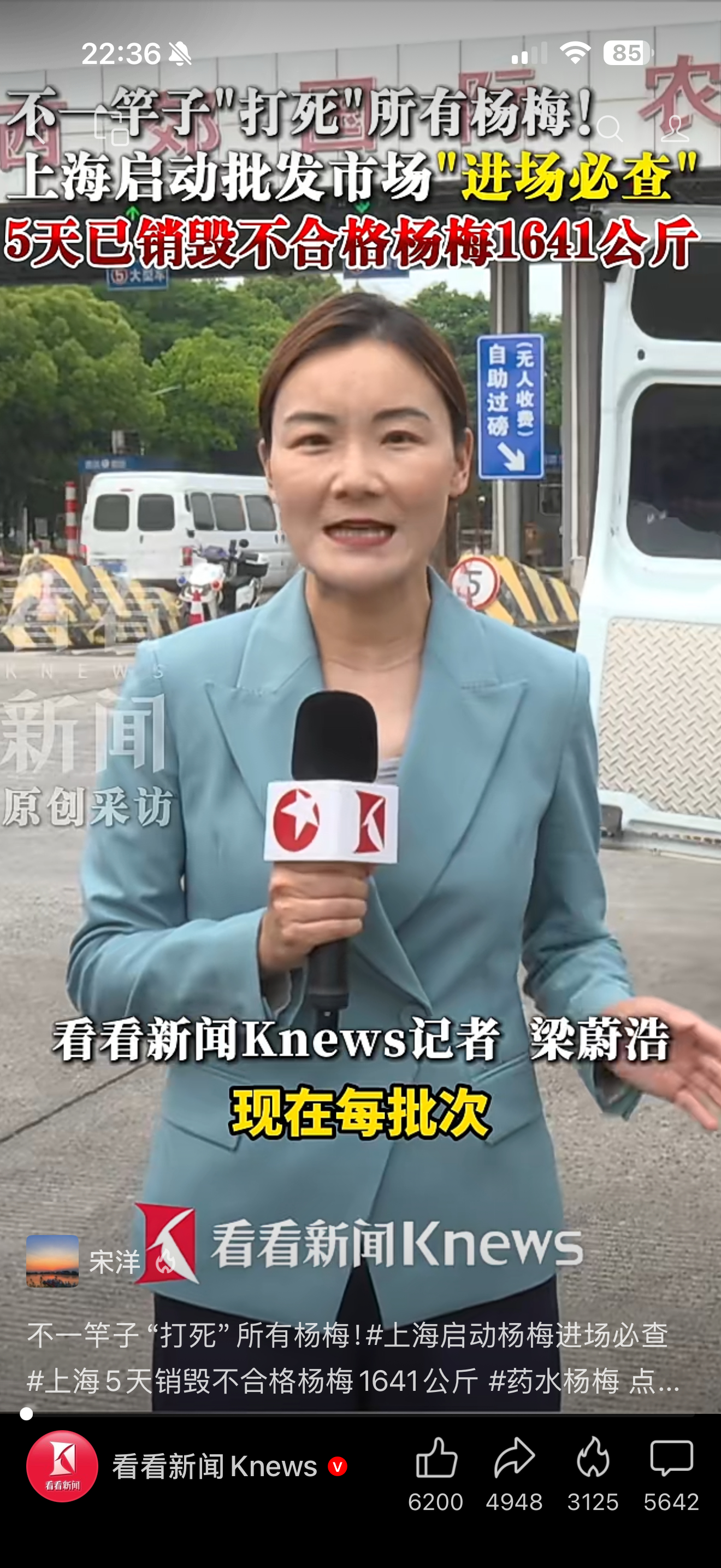 杨梅一斤要60块，这杨梅事件出来以后上海这里5天销毁了1641公斤的杨梅3200