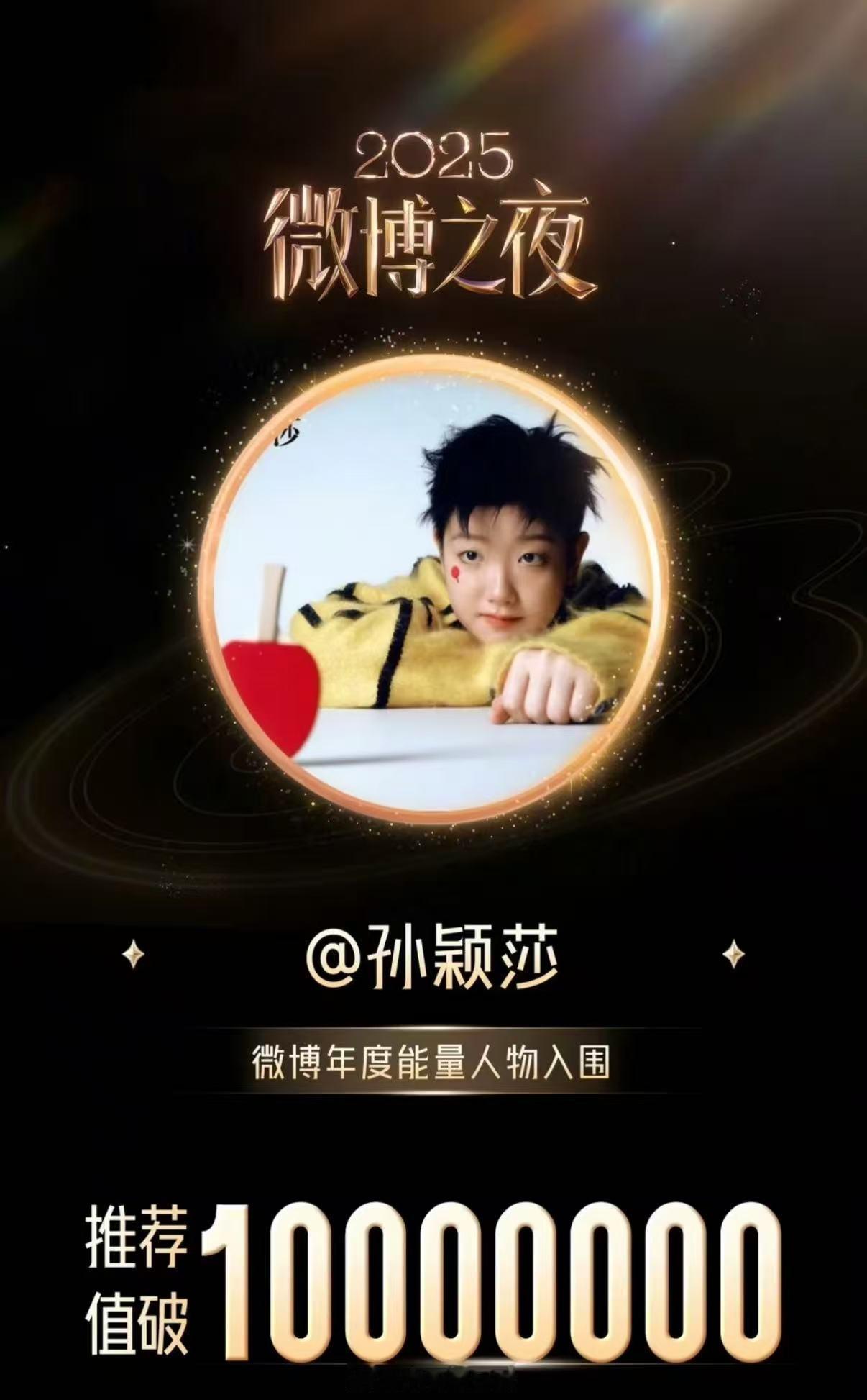 孙颖莎能量人物推荐值破1000万赛场全胜夺11冠、场外温柔有担当，莎式能量治愈无