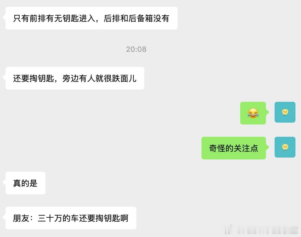 三十万的车掏钥匙没排面吗，你们用车会有这种比较特别的关注点吗 