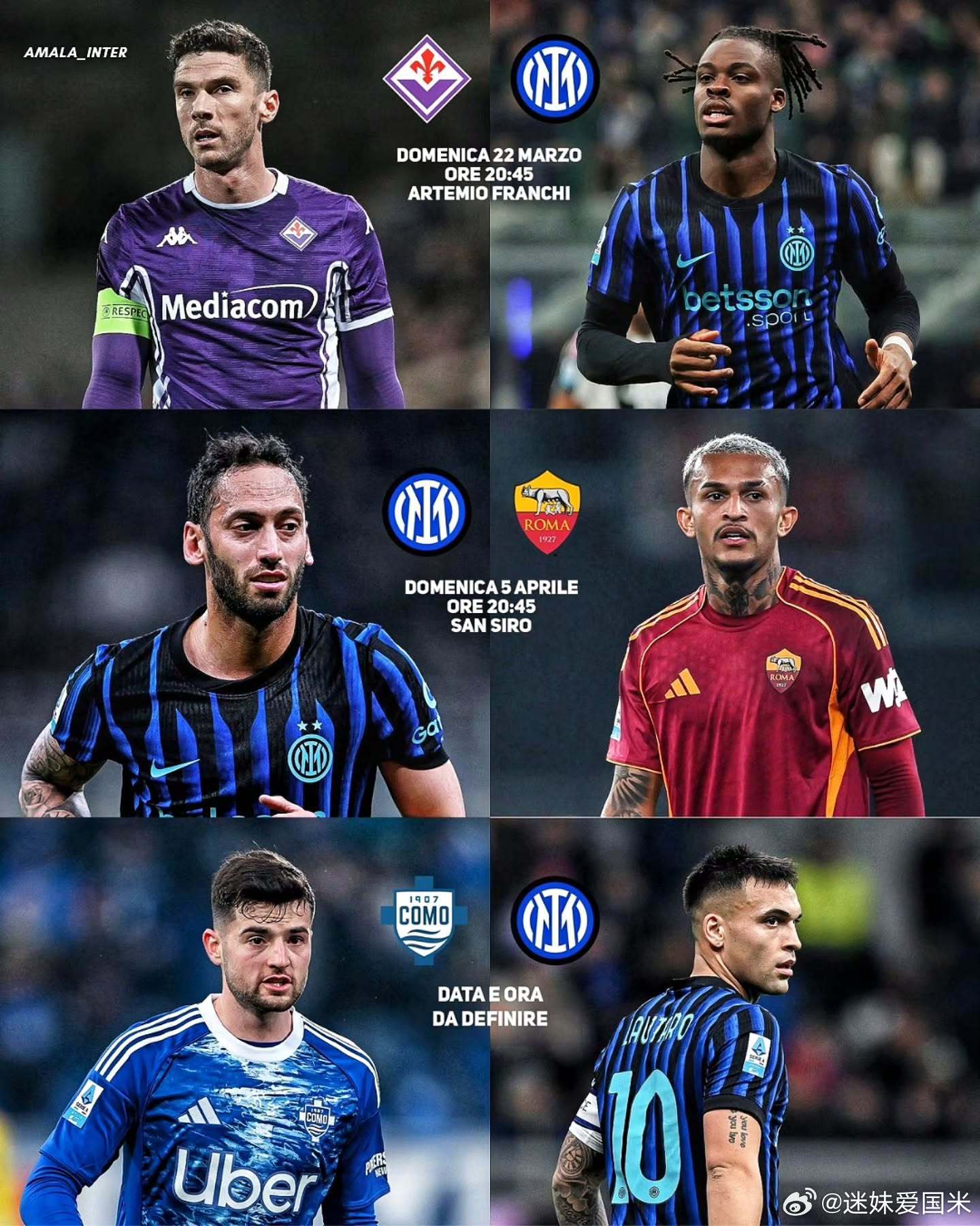 接下来三场比赛比较重要，争取来个三连胜，基本上就结束了。💙🖤国际米兰意甲巴萨