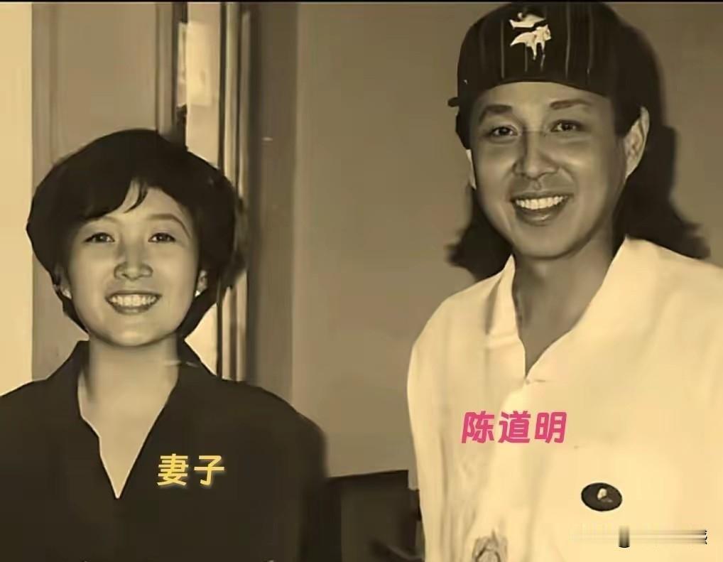 陈道明和妻子，还是有夫妻相的，尤其是两个人在笑的时候，笑容非常的相像，在这张照片