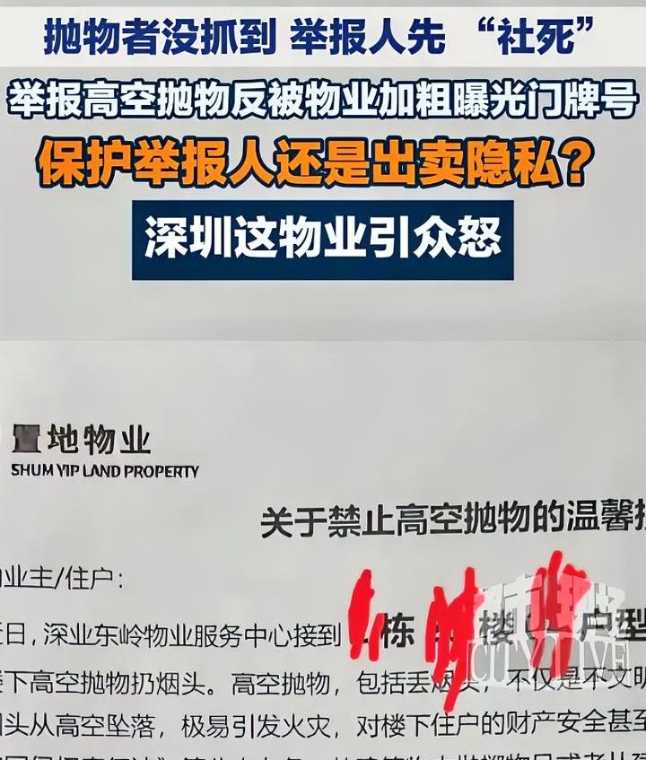 这物业害人不浅，不解决问题，反而解决提出问题的人。

近日深圳一小区高层频发高空