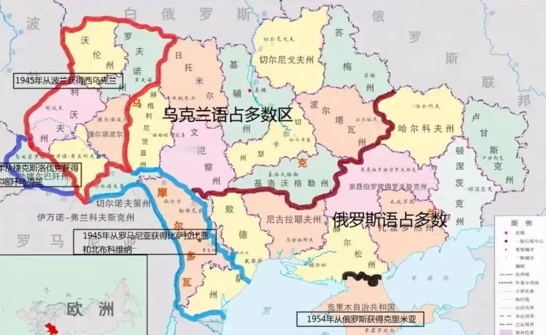 此图揭示了乌克兰大概率的未来：我们看到三个方向，整个乌东红线以西的部分，恰恰就是