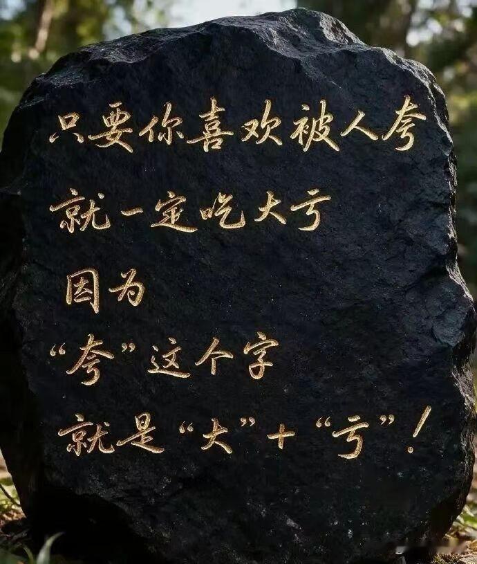 只要你喜欢被人夸就一定吃大亏！
因为“夸”这个字，就是“大”+“亏”！人人都喜欢