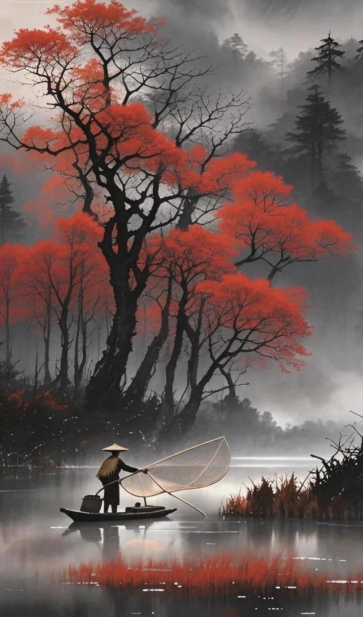 一晨一雾一扁舟
一蓑一笠一老头
一网一边一处撒
～～～？

上联：天明晨起早；