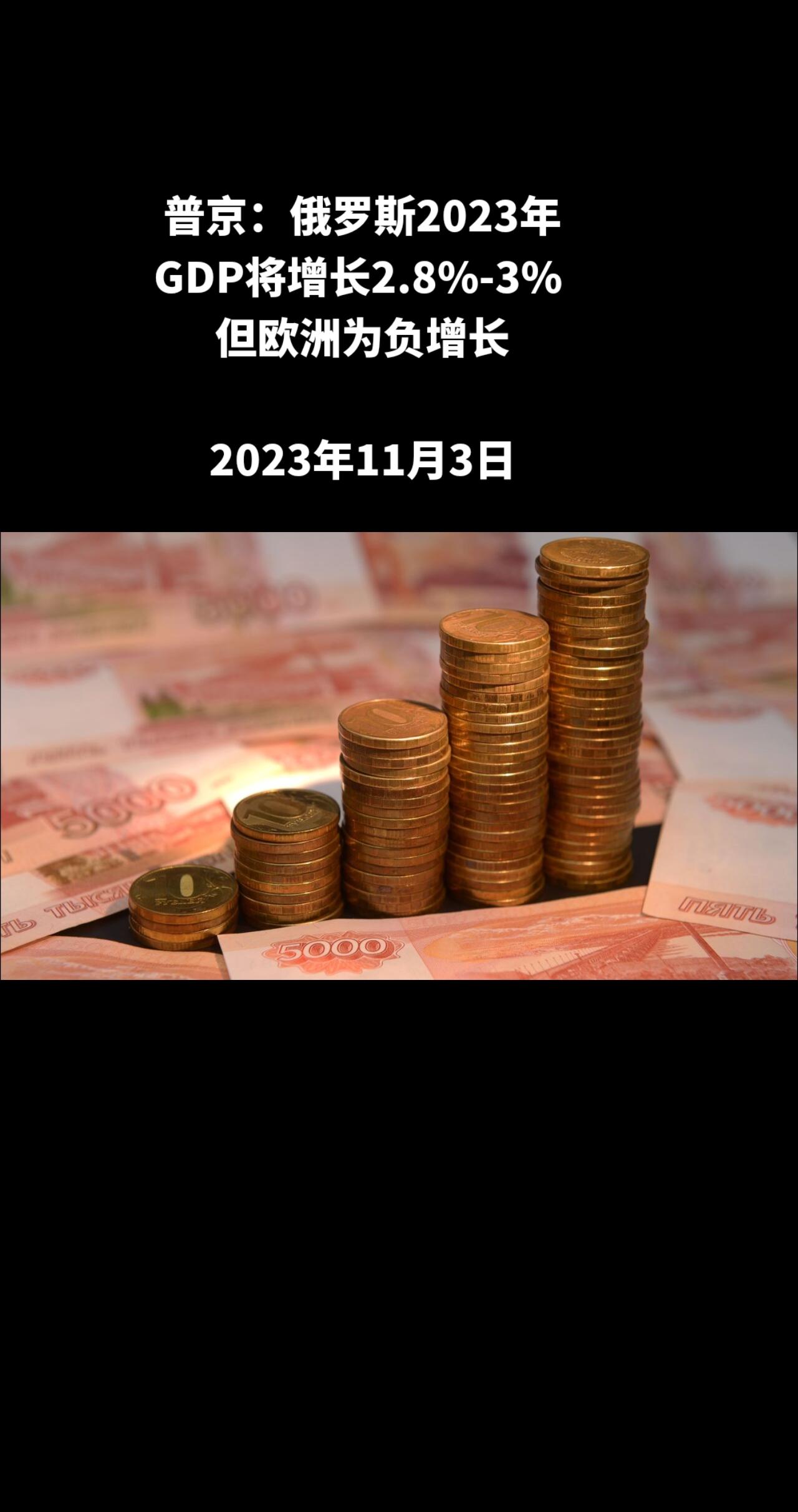 俄罗斯卫星通讯社莫斯科11月3日电 俄罗斯总统普京表示，俄罗斯2023年GDP将