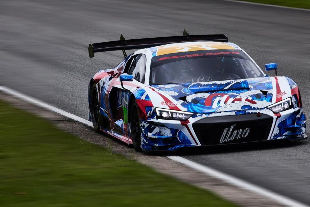 王一博的奥迪 R8 LMS GT3 EVO II 赛车，拉花还挺帅。车门上的“Y