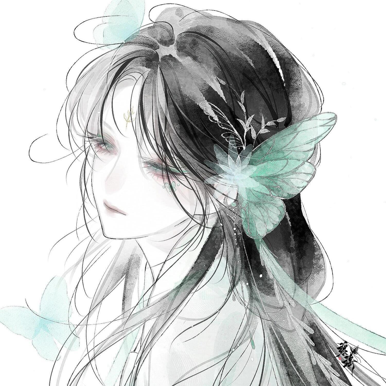 古风动漫女头套图｜海棠未雨，梨花先雪，一半春休 