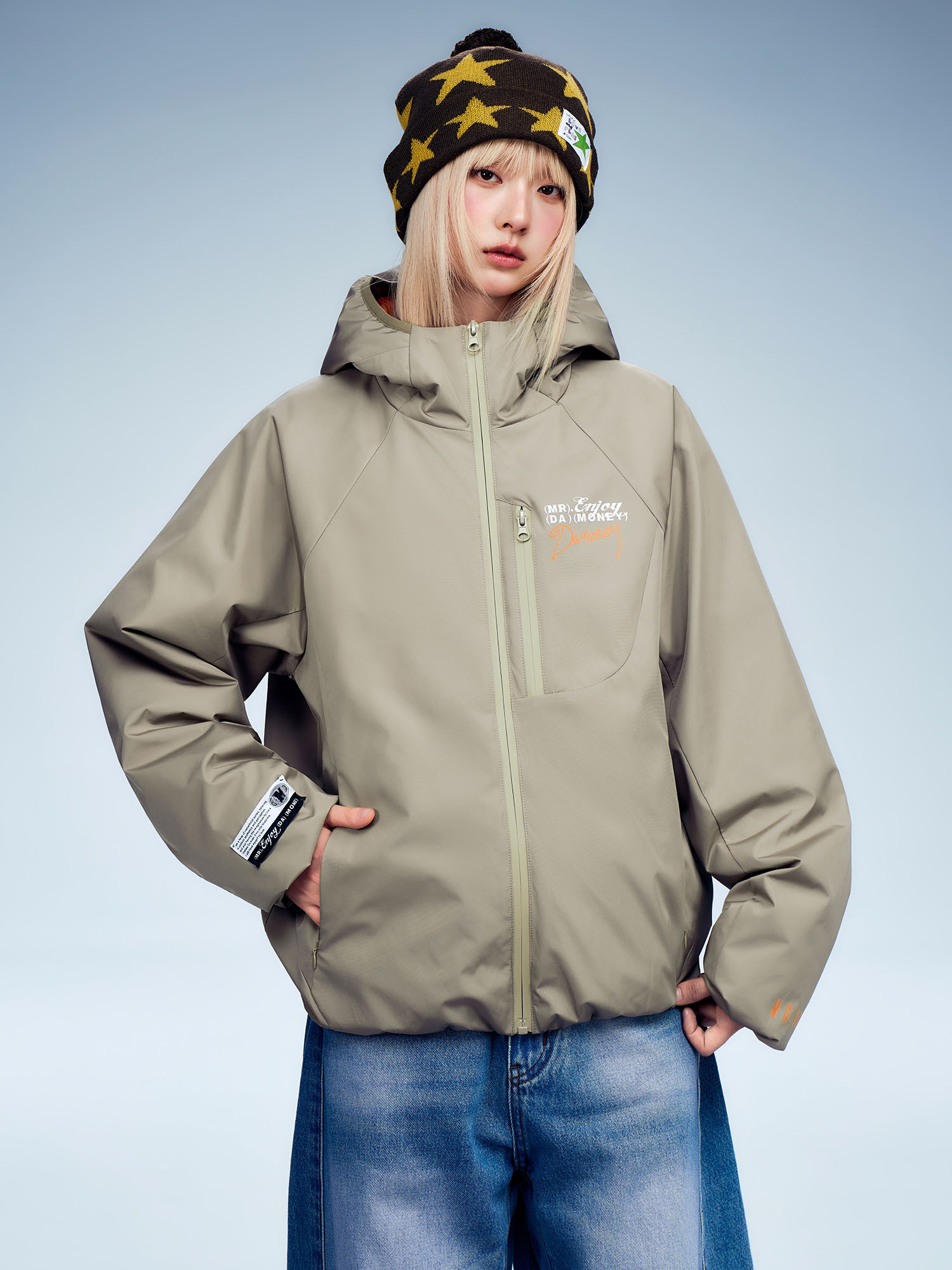 MEDM 2026FW PART.25斜肩手写印花刺绣连帽外套羽绒服已上预览 9