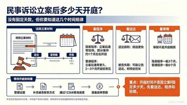 民事诉讼立案后多少天开庭？一次性讲透真实时间流程