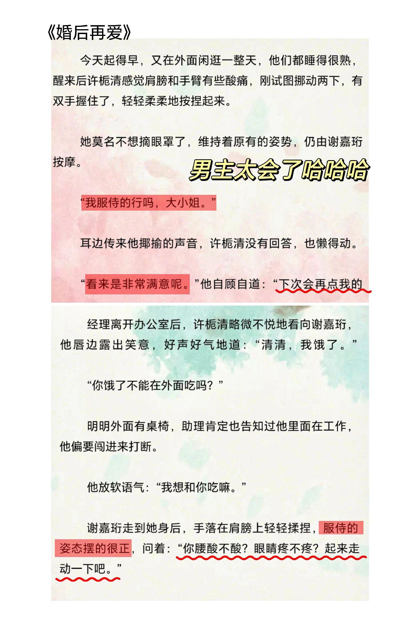 “我服侍的行吗，大小姐。”男主太会了哈哈哈！把女主照顾的很好！！